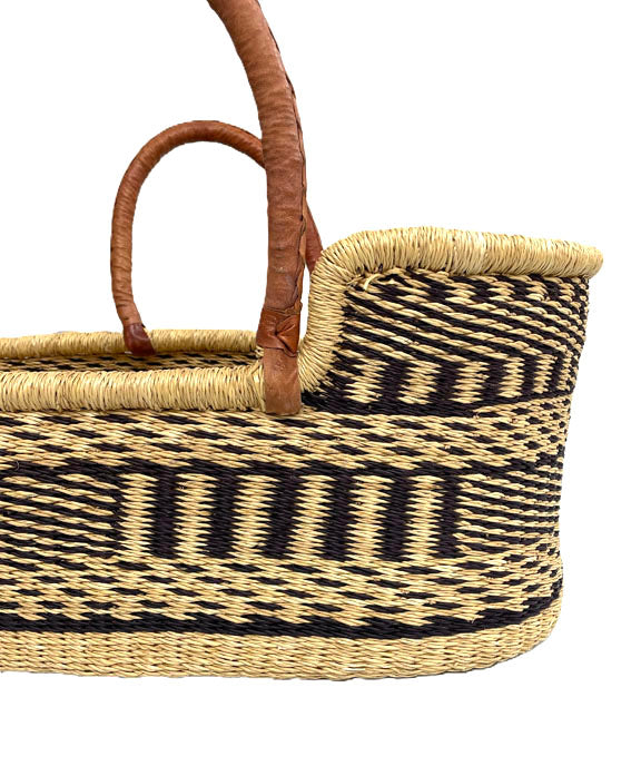 Moses Basket - Black and Natural - Hand woven Ghana Africa