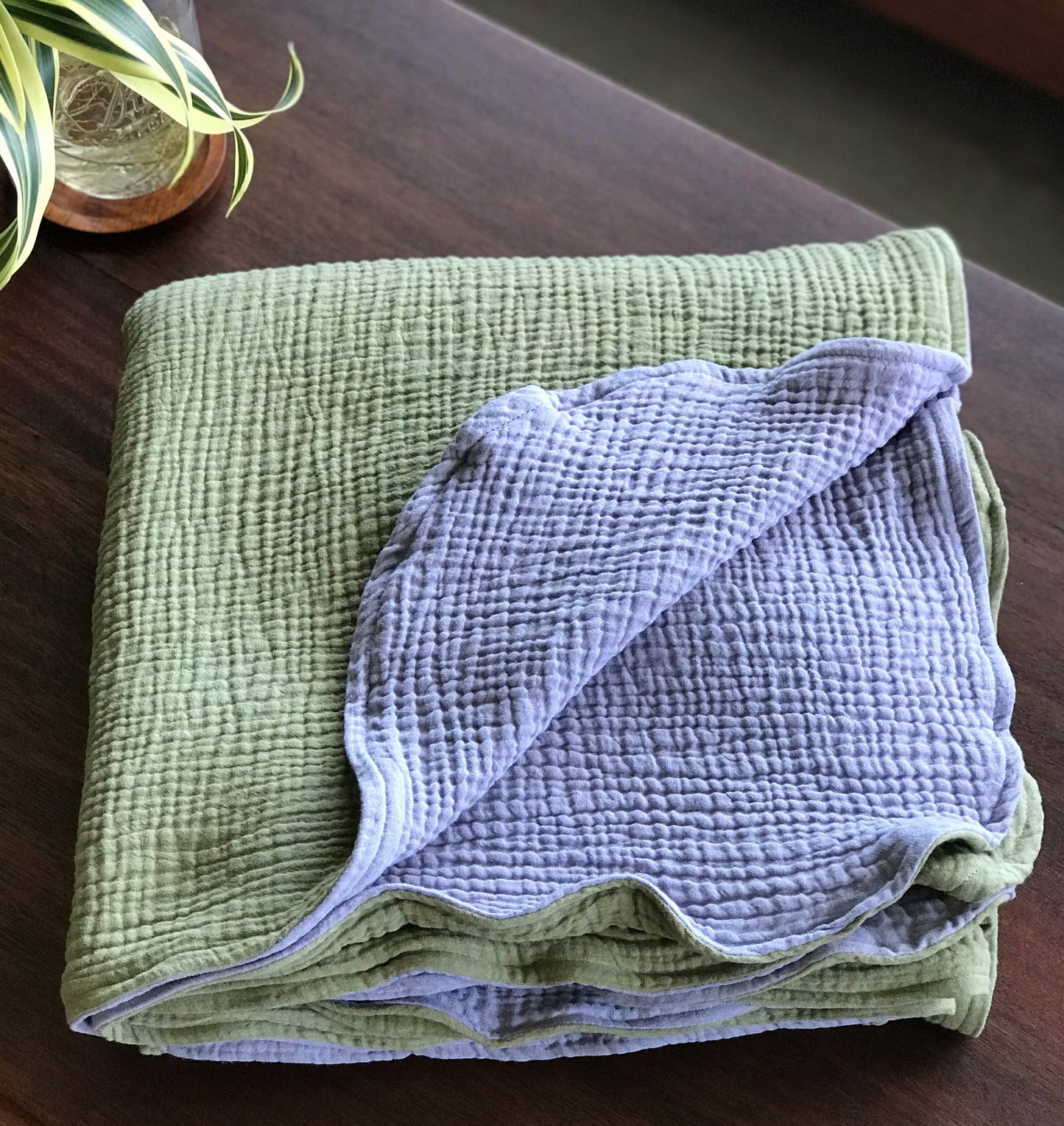 Baby Blanket - 2 Layers of Double Organic Cotton Gauze - 55 x 55