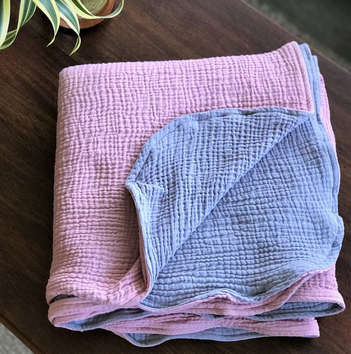 Baby Blanket - 2 Layers of Double Organic Cotton Gauze - 55 x 55