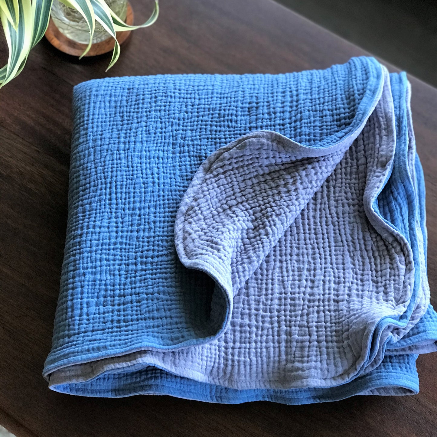 Baby Blanket - 2 Layers of Double Organic Cotton Gauze - 55 x 55