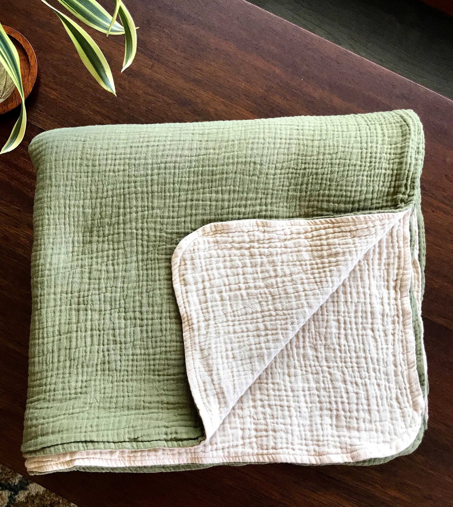 Baby Blanket - 2 Layers of Double Organic Cotton Gauze - 55 x 55