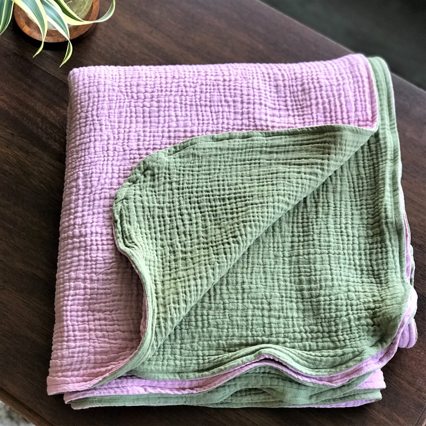 Baby Blanket - 2 Layers of Double Organic Cotton Gauze - 55 x 55