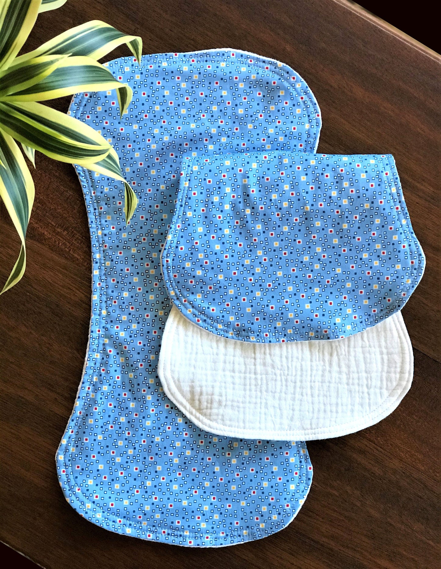 Burp Cloth Set - Blue Modern Dots