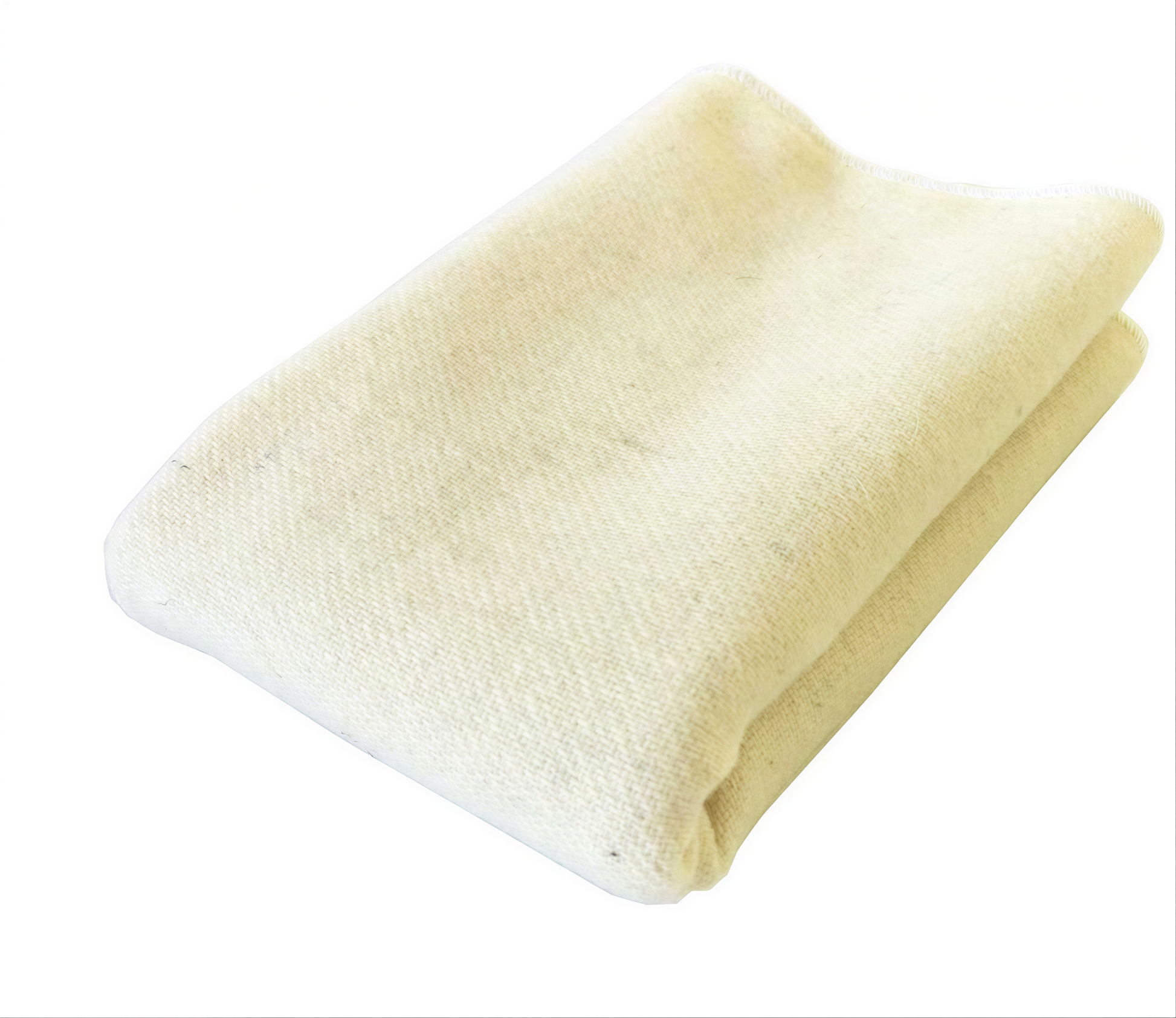 A white, folded towel is shown against a white background.
