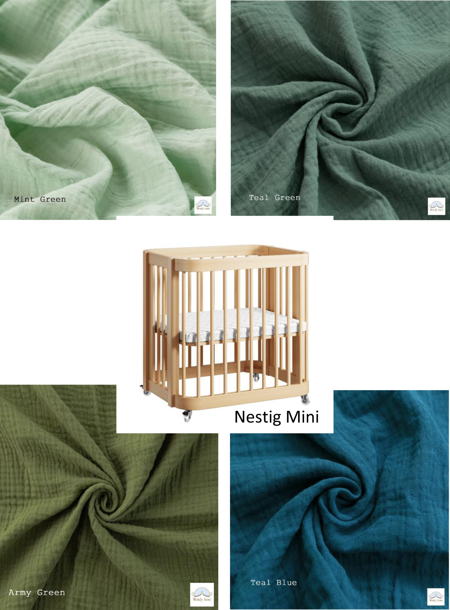 Nestig Mini Crib Custom Made Fitted Sheet - Organic Cotton Double Gauze