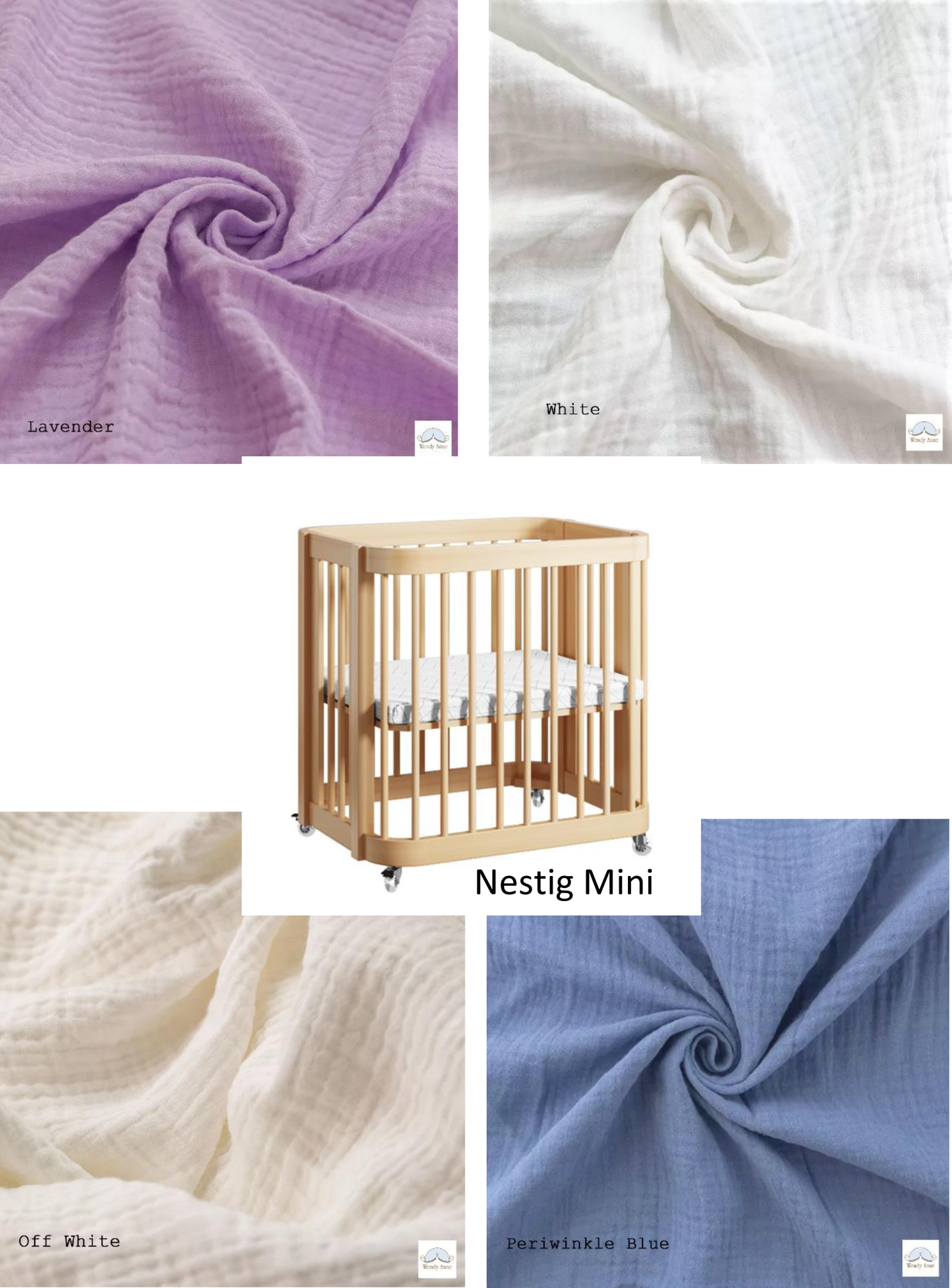 Nestig Mini Crib Custom Made Fitted Sheet - Organic Cotton Double Gauze