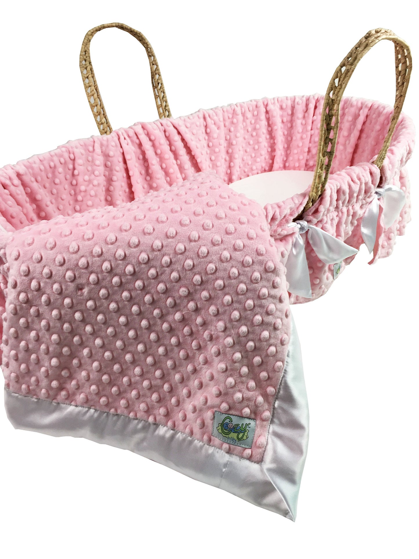 Soft Minky Dot Moses Basket Bedding Set