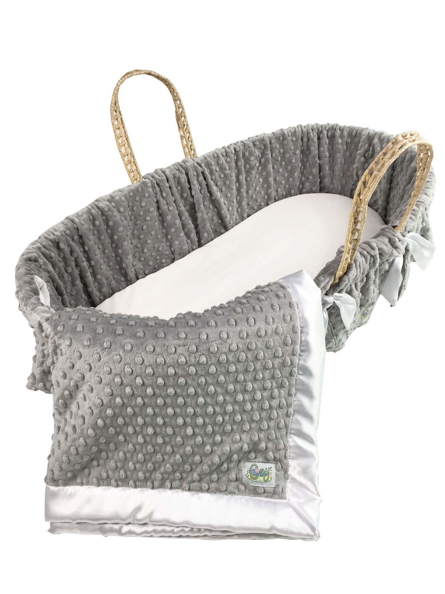 Soft Minky Dot Moses Basket Bedding Set