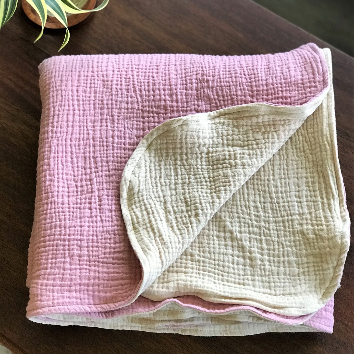 Baby Blanket - 2 Layers of Double Organic Cotton Gauze - 55 x 55