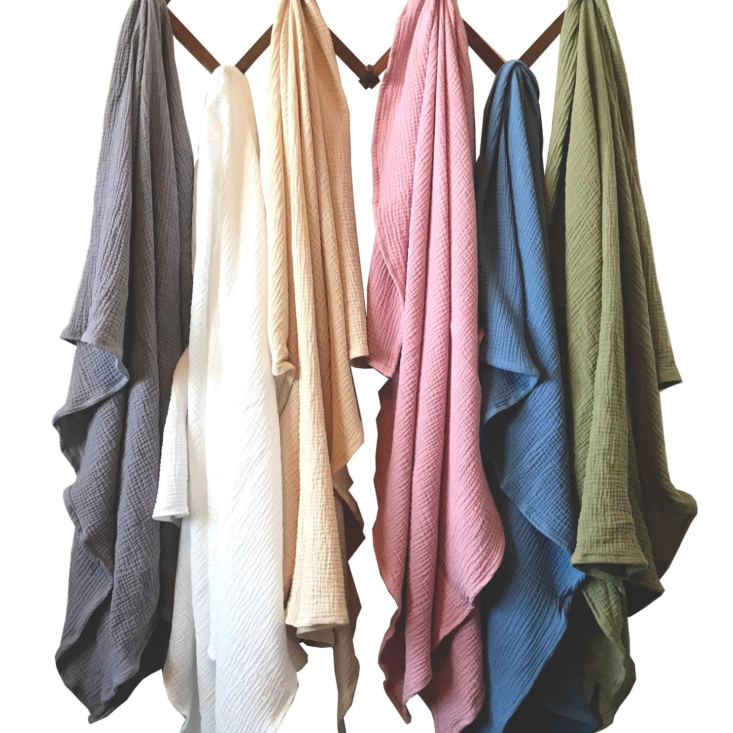 Baby Blanket - 2 Layers of Double Organic Cotton Gauze - 55 x 55