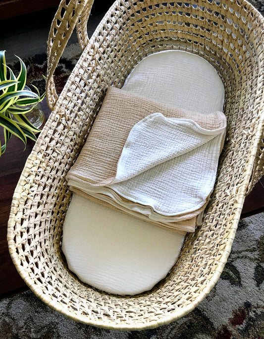 Moses Basket Organic Cotton Double Gauze Set Shower Gift